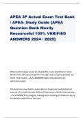 APEA 3P Actual Exam Test Bank / APEA- Study Guide [APEA Question Bank Mostly Resourceful 100% VERIFIED ANSWERS 2024 / 2025] When performing a visual acuity test the nurse practitioner notes 20/30 in the left eye and 20/40 in the right eye using the Snelle
