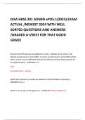 DISA HBSS 201 ADMIN ePO5.1(2023) EXAM ACTUAL /NEWEST 2024 WITH WELL SORTED QUESTIONS AND ANSWERS /GRADED A+/BEST FOR THAT GOOD GRADE     