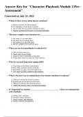 Answer Key for "Character Playbook Module 2 Pre-Assessment Questions and Answers 2024 / 2025 (Verified Answers by Expert)