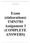 Exam (elaborations) TMN3703 Assignment 3 (COMPLETE ANSWERS) 2024 (732625) - 22 June 2024 •	Course •	Teaching Life Skills (TMN3703) •	Institution •	University Of South Africa (Unisa) •	Book •	Teaching Life Skills in the Foundation Phase TMN3703 Assignment 