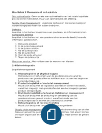 Samenvatting Logistiek Jaar 1 FSM