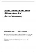 Ethics Course - CSRC Exam With qustions And Correct Aanswers.