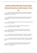 AAAE Certified Member Study Guide Revised Questions and Answers / Sure A+