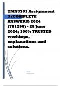 TMN3701 Assignment 3 (COMPLETE ANSWERS) 2024 (781296) - 28 June 2024; 100% TRUSTED workings, explanations and solutions. 