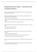 Biology Mock Exam Paper 1: Questions with  Complete Solutions