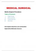 Medico-Surgical Procedures Complete Questions and well-detailed Explanations/Rationale Answers