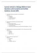 Summer School S.1 Biology Midterm Exam  Questions with Complete and Verified  Solutions. Scored 100%