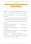 Driving Improvement Exam Questions and Answers 100% Pass