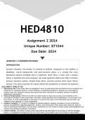 HED4810 Assignment 2 (ANSWERS) 2024 - DISTINCTION GUARANTEED