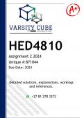 HED4810 Assignment 2 (DETAILED ANSWERS) 2024 - DISTINCTION GUARANTEED 