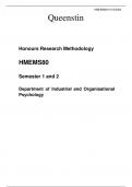 Honours Research Methodology  HMEMS80  Semester 1 and 2  Department of Industrial and Organisational Psychology