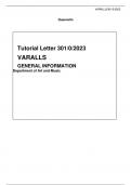   Tutorial Letter 301/0/2023 VARALLS GENERAL INFORMATION Department of Art and Music