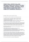 PERRY REAL ESTATE COLLEGE - NATIONAL PRACTICE TESTS 6-10 (PRE-LICENSING COURSE, NATIONAL EXAM PREP EBOOK) QUESTIONS WITH COMPLETE ANSWERS GRADED A+