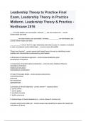 Leadership Theory to Practice Final Exam, Leadership Theory in Practice Midterm Questions with 100% correct answers | verified | latest update 2024