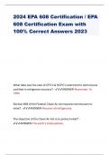 2024 EPA 608 Certification / EPA 608 Certification Exam with 100% Correct Answers 2023