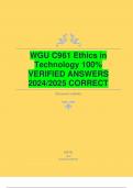 WGU C961 Ethics in  Technology 100%  VERIFIED ANSWERS  2024/2025 CORRECT