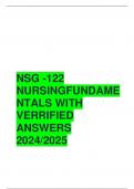 NSG -122 NURSINGFUNDAMENTALS WITH VERRIFIED ANSWERS 2024/2025