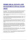 PERRY REAL ESTATE AND INVESTMENT FINAL EXAM