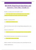 HUM101 Final Israel Questions and  Answers | New One | Grade A+