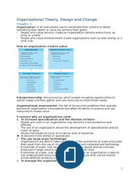 Summary Organizational theory, design and change