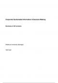 Corporate Sustainability Information and Decision-Making: Summary of all Lectures