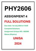 PHY2606 ASSIGNMENT 04 COMPLETE SOLUTIONS UNISA 2024