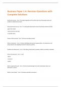 Business Paper 1 A: Revision Questions with  Complete Solutions