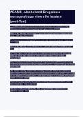 ADAMS- Alcohol and Drug abuse managers_supervisors for leaders (post-Test)  Questions with Explanations of Answers | latest upate 2024 