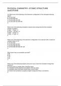 PHYSICAL CHEMISTRY: ATOMIC STRUCTURE QUESTIONS