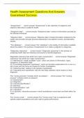 Health Assessment Questions And Answers Guaranteed Success.      *Assessment* -    correct answer.*Assessment* is the collection of subjective and objective data about a patient's health.  *Subjective data* -    correct answer.*Subjective data* consist