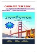     COMPLETE TEST BANK: 	For financial and Managerial Accounting for MBAs 6TH Edition latest update