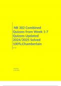  NR 302 Combined Quizzes from Week 1-7 Quizzes Updated 2024/2025 Solved 100%;Chamberlain  NR 302