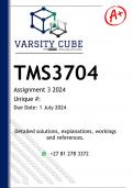 TMS3704 Assignment 3 (DETAILED ANSWERS) 2024 - DISTINCTION GUARANTEED
