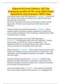 Edexcel A-Level History: US The changing quality of life June 2024 Exam Questions and Answers 100% Pass