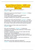 A-Level Edexcel History - USSR June 2024 Exam Questions and Answers 100% Pass