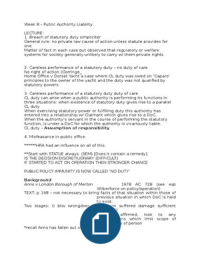 Tort - Week 8 - Public Authority Liability