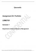    Assignment 03: Portfolio  LRM3701  Semester 1  Department of Human Resource Management