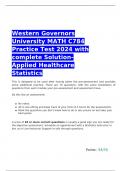  Western Governors University MATH C784 Practice Test 2024 with complete Solution- Applied Healthcare  Statistics 