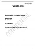  South African Education System  SAE3701  Year Module  Department of Educational Foundations