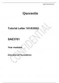 Tutorial Letter 101/0/2022   SAE3701  Year modules   Educational Foundations