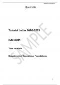  Tutorial Letter 101/0/2023  SAE3701  Year module  Department of Educational Foundations Tutorial Letter 101/0/2023  SAE3701  Year module  Department of Educational Foundations