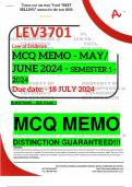 LEV3701 MCQ MEMO - MAY/JUNE 2024 - SEMESTER 1 - UNISA - DUE 18 JULY 2024 - DISTINCTION GUARANTEED! 