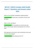 NR 341 | NR341 Complex Adult Health Exam 2 | Questions and Answers Latest 2024