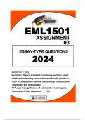 EML1501 ASSIGNMENT 03 DUE 2024 QUESTION 1 [30] Vygotsky’s theory, if applied to language teaching, views collaborative learning  conversations with older people as a form of collaborative learning that develops children both cognitively and linguistically