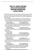 NCM 107- CARE OF MOTHER ,CHILD AND ADOLESCENT MIDTERM EXAMINATION LATEST UPDATE