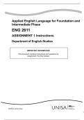   Applied English Language for Foundation and Intermediate Phase ENG 2611 ASSIGNMENT 1 Instructions Department of English Studies