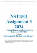 Exam (elaborations) NST1501 Assignment 3 (COMPLETE ANSWERS) 2024 •	Course •	Natural Science and Technology for Classroom I (NST1501) •	Institution •	University Of South Africa (Unisa) •	Book •	Study and Master Natural Sciences and Technology Grade 6 CAPS 