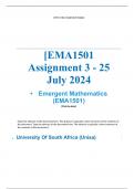 Exam (elaborations) EMA1501 Assignment 3 (COMPLETE ANSWERS) 2024 (698468) - 25 July 2024 •	Course •	Emergent Mathematics (EMA1501) •	Institution •	University Of South Africa (Unisa) •	Book •	Emergent Mathematics in a Grade-two Classroom EMA1501 Assignment