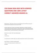 CSO EXAM 2024-2025 WITH VERIFIED  QUESTIONS AND 100% LATEST  CORRECT ANSWERS GRADED A+