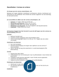 Leerdoelen Cornea en Sclera. Oculaire Anatomie, Optometrie HU 2016/2017